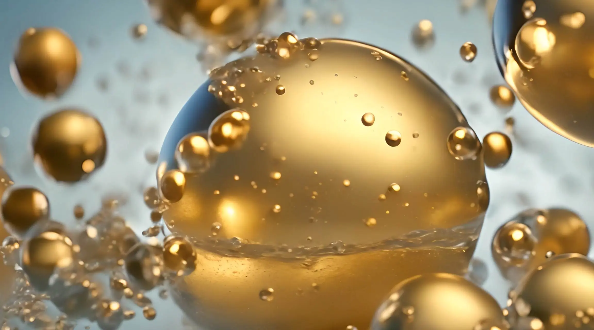 Liquid Gold Bubbles Slow Motion Video